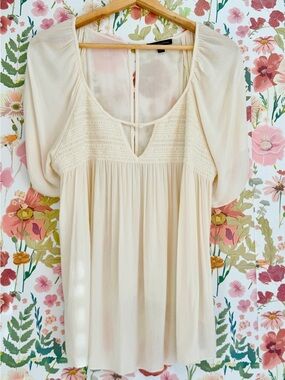 American Eagle Outfitters Cream Peasant Tunic Top